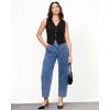 imageGRAPENT Barrel Jeans for Women Trendy High Waisted Cropped Cargo Pocket Baggy Stretch Denim Pants Wide Leg Tapered JeansReef Blue