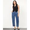 imageGRAPENT Barrel Jeans for Women Trendy High Waisted Cropped Cargo Pocket Baggy Stretch Denim Pants Wide Leg Tapered JeansReef Blue