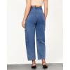 imageGRAPENT Barrel Jeans for Women Trendy High Waisted Cropped Cargo Pocket Baggy Stretch Denim Pants Wide Leg Tapered JeansReef Blue