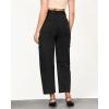 imageGRAPENT Barrel Jeans for Women Trendy High Waisted Cropped Cargo Pocket Baggy Stretch Denim Pants Wide Leg Tapered JeansTrue Black