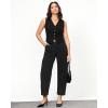 imageGRAPENT Barrel Jeans for Women Trendy High Waisted Cropped Cargo Pocket Baggy Stretch Denim Pants Wide Leg Tapered JeansTrue Black