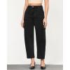 imageGRAPENT Barrel Jeans for Women Trendy High Waisted Cropped Cargo Pocket Baggy Stretch Denim Pants Wide Leg Tapered JeansTrue Black