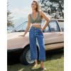 imageGRAPENT Capri Jeans for Women High Waisted Wide Leg Trendy Strechy Loose Straight Cropped Denim Jeans Pants with PocketsClassic Blue