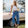 imageGRAPENT Capri Jeans for Women High Waisted Wide Leg Trendy Strechy Loose Straight Cropped Denim Jeans Pants with PocketsClassic Blue