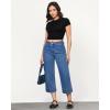 imageGRAPENT Capri Jeans for Women High Waisted Wide Leg Trendy Strechy Loose Straight Cropped Denim Jeans Pants with PocketsClassic Blue
