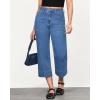 imageGRAPENT Capri Jeans for Women High Waisted Wide Leg Trendy Strechy Loose Straight Cropped Denim Jeans Pants with PocketsClassic Blue