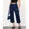 imageGRAPENT Capri Jeans for Women High Waisted Wide Leg Trendy Strechy Loose Straight Cropped Denim Jeans Pants with PocketsDark Blue