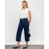 imageGRAPENT Capri Jeans for Women High Waisted Wide Leg Trendy Strechy Loose Straight Cropped Denim Jeans Pants with PocketsDark Blue
