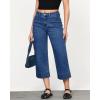 imageGRAPENT Capri Jeans for Women High Waisted Wide Leg Trendy Strechy Loose Straight Cropped Denim Jeans Pants with PocketsMedium Blue