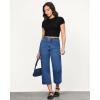imageGRAPENT Capri Jeans for Women High Waisted Wide Leg Trendy Strechy Loose Straight Cropped Denim Jeans Pants with PocketsMedium Blue