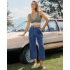 imageGRAPENT Capri Jeans for Women High Waisted Wide Leg Trendy Strechy Loose Straight Cropped Denim Jeans Pants with PocketsMedium Blue