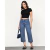 imageGRAPENT Capri Jeans for Women High Waisted Wide Leg Trendy Strechy Loose Straight Cropped Denim Jeans Pants with PocketsReef Blue