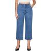 imageGRAPENT Capri Jeans for Women High Waisted Wide Leg Trendy Strechy Loose Straight Cropped Denim Jeans Pants with PocketsClassic Blue