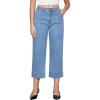 imageGRAPENT Capri Jeans for Women High Waisted Wide Leg Trendy Strechy Loose Straight Cropped Denim Jeans Pants with PocketsRoadknight Blue