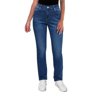 imageGRAPENT Straight Leg Jeans for Women High Waisted Trendy Slim Classic Stretchy Denim Work Trouser Jeans with PocketsBrilliant Blue
