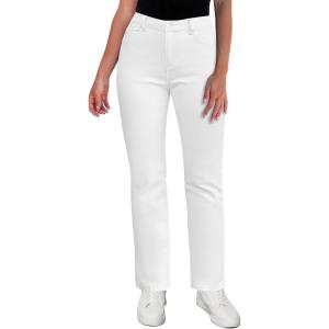 imageGRAPENT Straight Leg Jeans for Women High Waisted Trendy Slim Classic Stretchy Denim Work Trouser Jeans with PocketsCream White