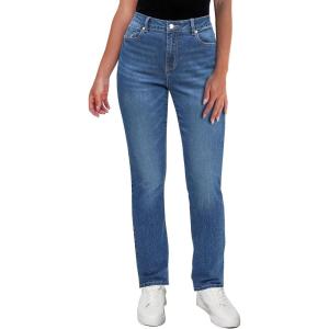 imageGRAPENT Straight Leg Jeans for Women High Waisted Trendy Slim Classic Stretchy Denim Work Trouser Jeans with PocketsMedium Blue