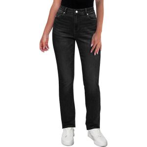 imageGRAPENT Straight Leg Jeans for Women High Waisted Trendy Slim Classic Stretchy Denim Work Trouser Jeans with PocketsWashed Black