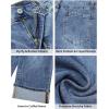 imageGRAPENT Wide Leg Jeans for Women High Waisted Stretchy Denim Crop Pants Fold Hem Cropped Baggy Jeans with PocketsBay Blue