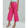 imageGRAPENT Wide Leg Jeans for Women High Waisted Stretchy Denim Crop Pants Fold Hem Cropped Baggy Jeans with PocketsHot Pink