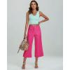 imageGRAPENT Wide Leg Jeans for Women High Waisted Stretchy Denim Crop Pants Fold Hem Cropped Baggy Jeans with PocketsHot Pink