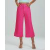 imageGRAPENT Wide Leg Jeans for Women High Waisted Stretchy Denim Crop Pants Fold Hem Cropped Baggy Jeans with PocketsHot Pink