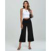 imageGRAPENT Wide Leg Jeans for Women High Waisted Stretchy Denim Crop Pants Fold Hem Cropped Baggy Jeans with PocketsTrue Black