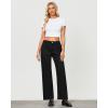 imageGRAPENT Wide Leg Jeans for Women Trendy High Waisted Loose Straight Leg Stretchy Retro Denim Pants with Pouch PocketsBlack