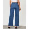 imageGRAPENT Wide Leg Jeans for Women Trendy High Waisted Loose Straight Leg Stretchy Retro Denim Pants with Pouch PocketsClassic Blue