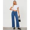 imageGRAPENT Wide Leg Jeans for Women Trendy High Waisted Loose Straight Leg Stretchy Retro Denim Pants with Pouch PocketsClassic Blue