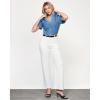 imageGRAPENT Wide Leg Jeans for Women Trendy High Waisted Loose Straight Leg Stretchy Retro Denim Pants with Pouch PocketsCream White