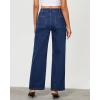 imageGRAPENT Wide Leg Jeans for Women Trendy High Waisted Loose Straight Leg Stretchy Retro Denim Pants with Pouch PocketsDark Blue