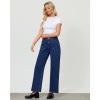 imageGRAPENT Wide Leg Jeans for Women Trendy High Waisted Loose Straight Leg Stretchy Retro Denim Pants with Pouch PocketsDark Blue