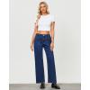 imageGRAPENT Wide Leg Jeans for Women Trendy High Waisted Loose Straight Leg Stretchy Retro Denim Pants with Pouch PocketsDark Blue