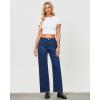 imageGRAPENT Wide Leg Jeans for Women Trendy High Waisted Loose Straight Leg Stretchy Retro Denim Pants with Pouch PocketsReef Blue