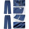 imageGRAPENT Wide Leg Jeans for Women Trendy High Waisted Straight Leg Cropped Stretchy Denim Pants with Retro Patch PocketsClassic Blue