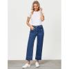 imageGRAPENT Wide Leg Jeans for Women Trendy High Waisted Straight Leg Cropped Stretchy Denim Pants with Retro Patch PocketsClassic Blue