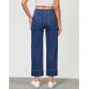 imageGRAPENT Wide Leg Jeans for Women Trendy High Waisted Straight Leg Cropped Stretchy Denim Pants with Retro Patch PocketsClassic Blue