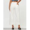 imageGRAPENT Wide Leg Jeans for Women Trendy High Waisted Straight Leg Cropped Stretchy Denim Pants with Retro Patch PocketsCream White