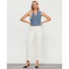 imageGRAPENT Wide Leg Jeans for Women Trendy High Waisted Straight Leg Cropped Stretchy Denim Pants with Retro Patch PocketsCream White
