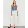 imageGRAPENT Wide Leg Jeans for Women Trendy High Waisted Straight Leg Cropped Stretchy Denim Pants with Retro Patch PocketsCream White
