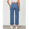 imageGRAPENT Wide Leg Jeans for Women Trendy High Waisted Straight Leg Cropped Stretchy Denim Pants with Retro Patch PocketsMedium Blue