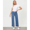imageGRAPENT Wide Leg Jeans for Women Trendy High Waisted Straight Leg Cropped Stretchy Denim Pants with Retro Patch PocketsMedium Blue