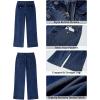 imageGRAPENT Wide Leg Jeans for Women Trendy High Waisted Straight Leg Cropped Stretchy Denim Pants with Retro Patch PocketsNightfall Blue