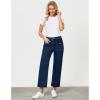 imageGRAPENT Wide Leg Jeans for Women Trendy High Waisted Straight Leg Cropped Stretchy Denim Pants with Retro Patch PocketsNightfall Blue