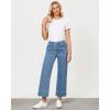 imageGRAPENT Wide Leg Jeans for Women Trendy High Waisted Straight Leg Cropped Stretchy Denim Pants with Retro Patch PocketsSeaside Blue