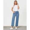 imageGRAPENT Wide Leg Jeans for Women Trendy High Waisted Straight Leg Cropped Stretchy Denim Pants with Retro Patch PocketsSeaside Blue