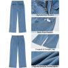 imageGRAPENT Wide Leg Jeans for Women Trendy High Waisted Straight Leg Cropped Stretchy Denim Pants with Retro Patch PocketsSeaside Blue
