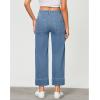 imageGRAPENT Wide Leg Jeans for Women Trendy High Waisted Straight Leg Cropped Stretchy Denim Pants with Retro Patch PocketsSeaside Blue