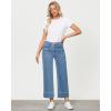 imageGRAPENT Wide Leg Jeans for Women Trendy High Waisted Straight Leg Cropped Stretchy Denim Pants with Retro Patch PocketsSeaside Blue